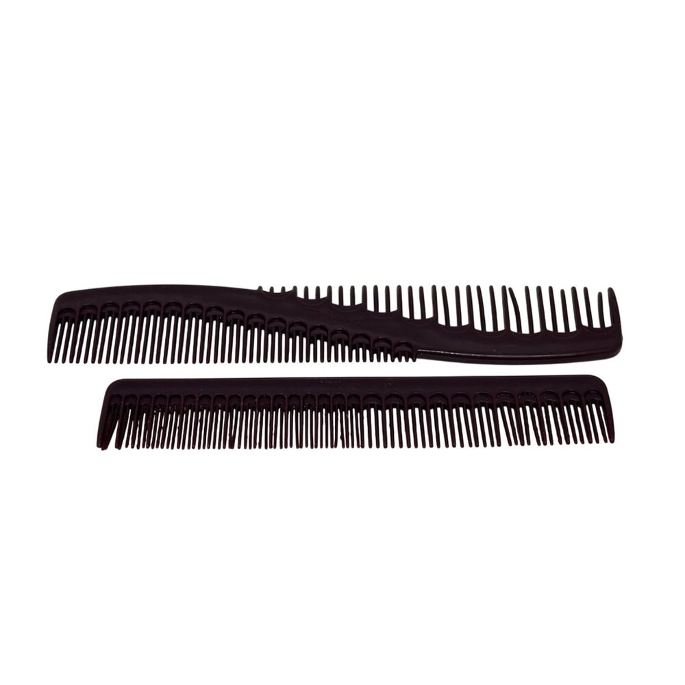 VTG Tupperware Comb Set‎ of 2 Brown Thick Fine Tooth Hair Combs Retro 7.5" Retro